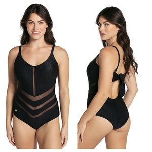 - NEW Leonisa slimming shaping one piece with cutouts swimsuit